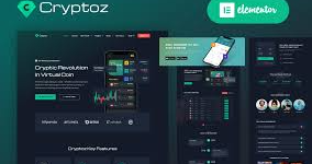 Cryptoz - Cryptocurrency Landing Page Elementor WordPress Theme