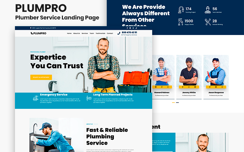 Plumpro - Plumber Service Landing Page Theme WordPress Plumpro - Plumber Service Landing Page Theme WordPress