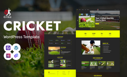 Crikz - Cricket Academy And Coaching WordPress Elementor Theme