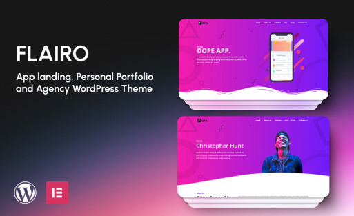 Flairo - App landing, Personal Portfolio and Agency WordPress Elementor Theme