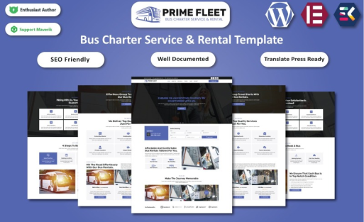 Prime Fleet - Bus Charter Service & Rental Elementor Template WordPress Theme