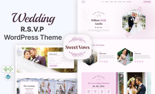 Sweet Vows - Digital wedding invitation and event WordPress Theme